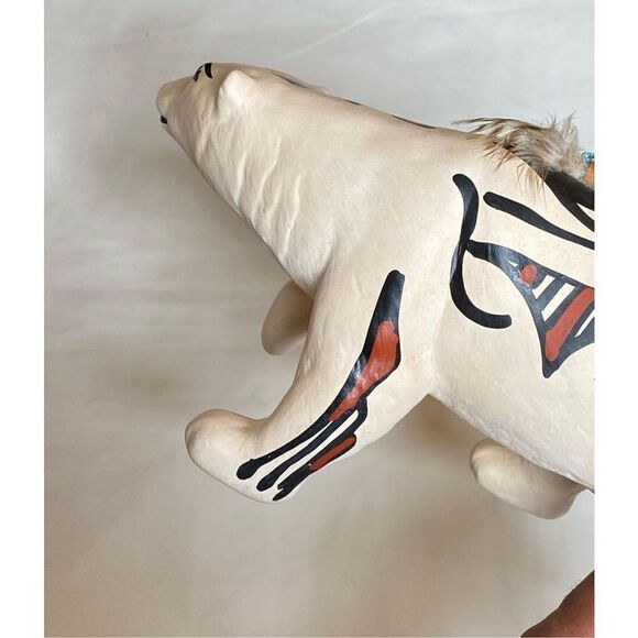 Native American Pottery Bear Sculpture Handmade Painted -Signed 11'' U1771 - Picture 7 of 11